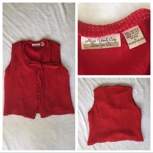 Vintage 100% Silk Polka Dot Tie Neck Vest